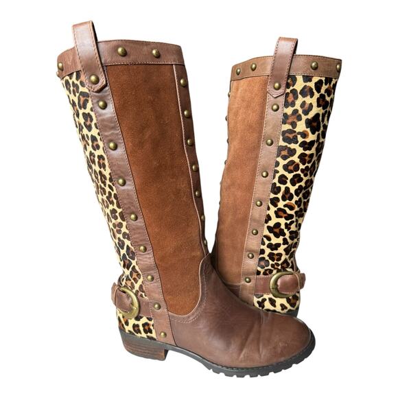 Steve Madden Denmar Studded Leather leopard print Brown Boots size 7 - Picture 14 of 14